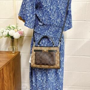 Coach C8688 Mini Lane Top Handle In Blocked Signature Canvas